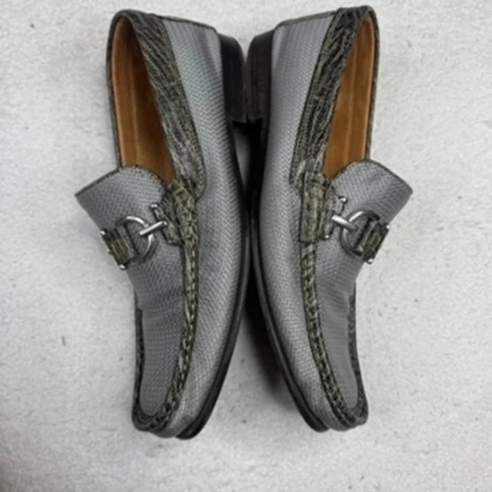 Donald Pliner Dacio Mens Gray Woven Buckle Loafer Dress Shoes Size 9‎